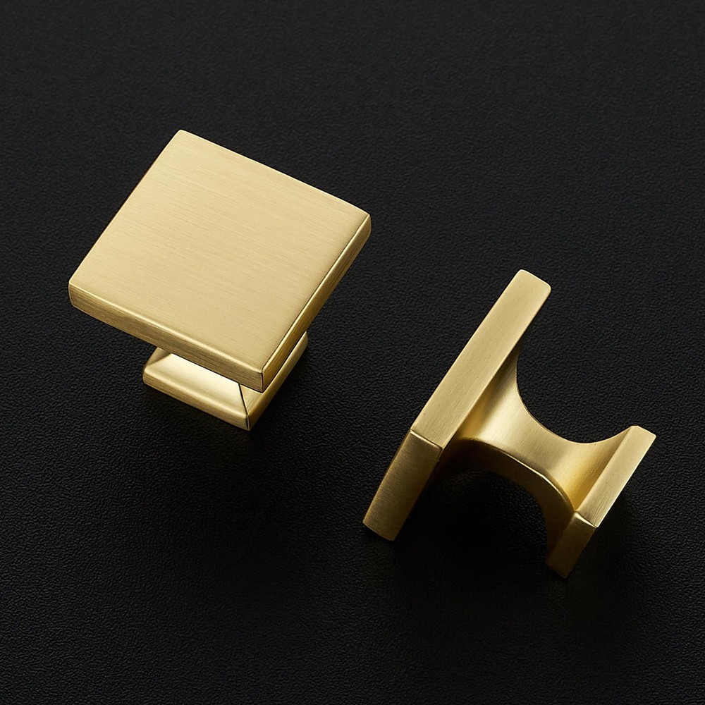 10 PCS Cabinet Knobs Brushed Gold Square Hardware for Drawers Kitchen