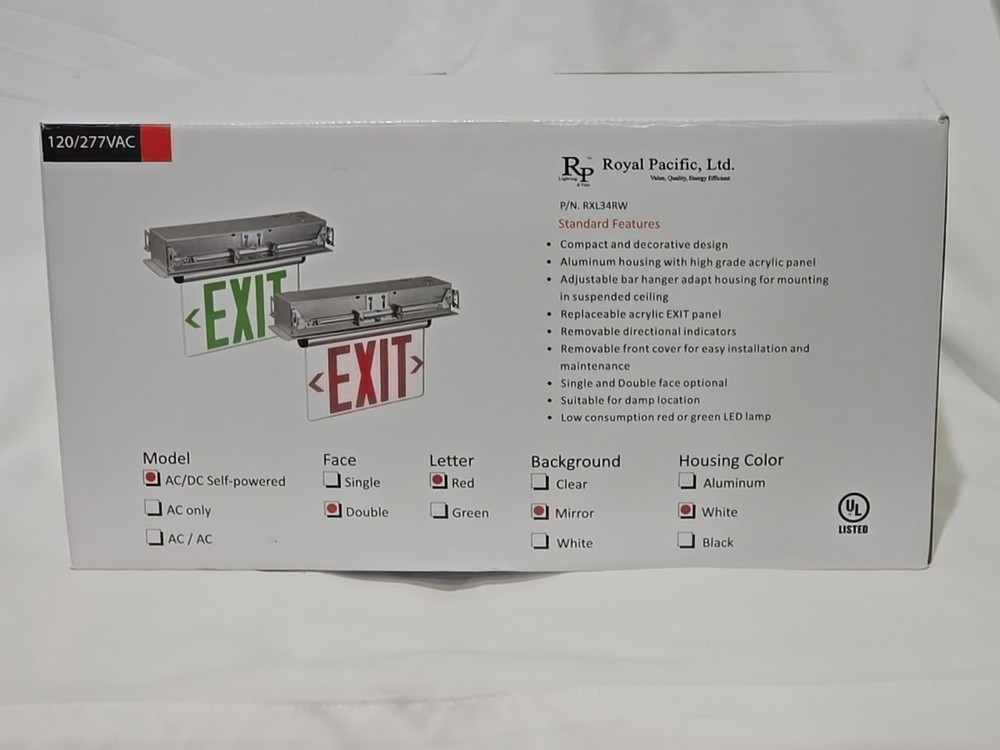 Royal Pacific Exit Sign RXL34RW Red Double Face