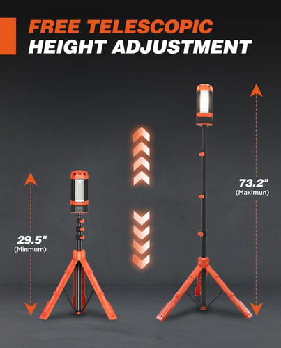 Saker Portable Camping Light with Stand 73.2" Rechargeable Work Orange