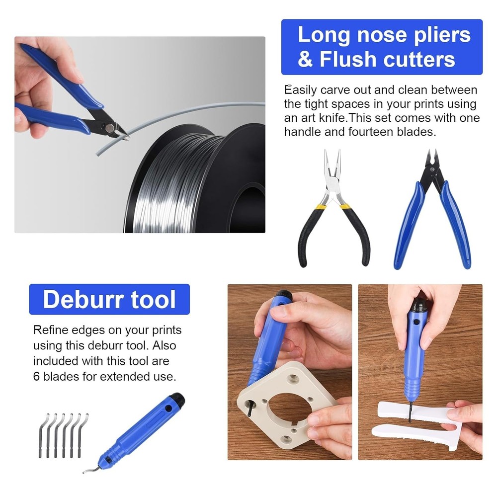 Versatile 3D Printer Toolkit - 55 Pieces for Accurate Print Refinement & Cleanup