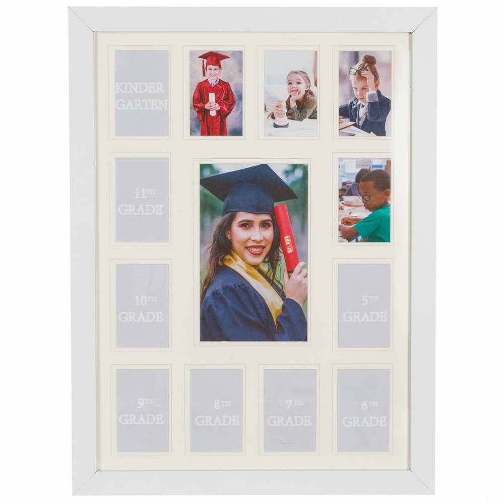 School Years Picture Days Collage Frame with Double White Mat, K-12 Keepsake