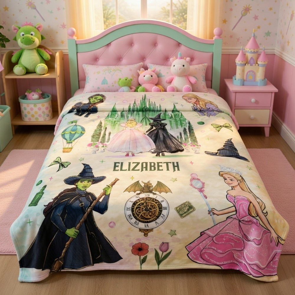 Personalized Good & Dark Witch Flannel Blanket Magical Gift Throw