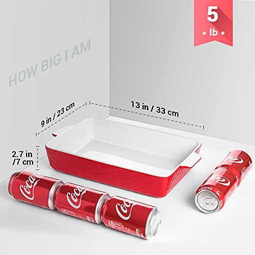 Baking Dishes, Rectangular Bakeware Set Ceramic Baking Pan Lasagna Pans Red