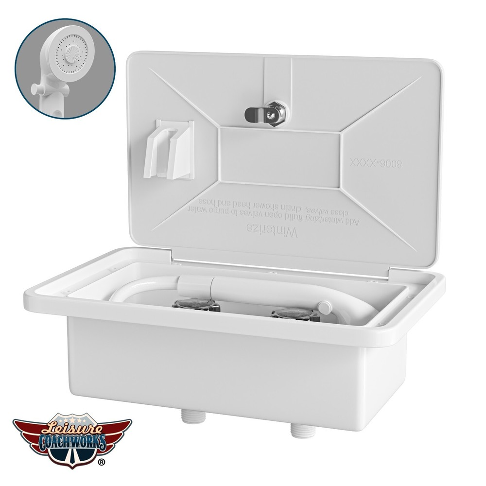 RV Lockable Outside Shower Box Kit with HANDHELD SHOWER WAND Leisure Coachworks