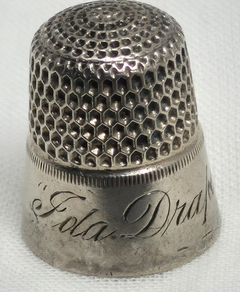 1920s Simons Brothers Sterling Silver Thimble, Ida Draper Engraved, size 6