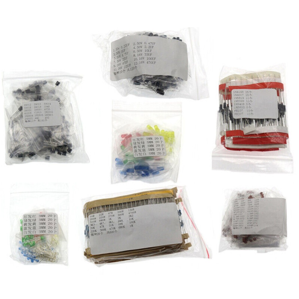 Electronic component transistor capacitor diode led metal film resistor box kit