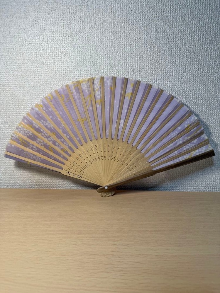 Folding Sensu Fan purple flower pattern