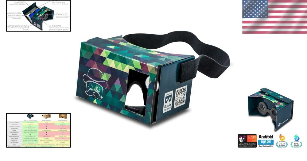 Universal Google Cardboard VR Goggles: Includes Cushion & Sweatproof Features