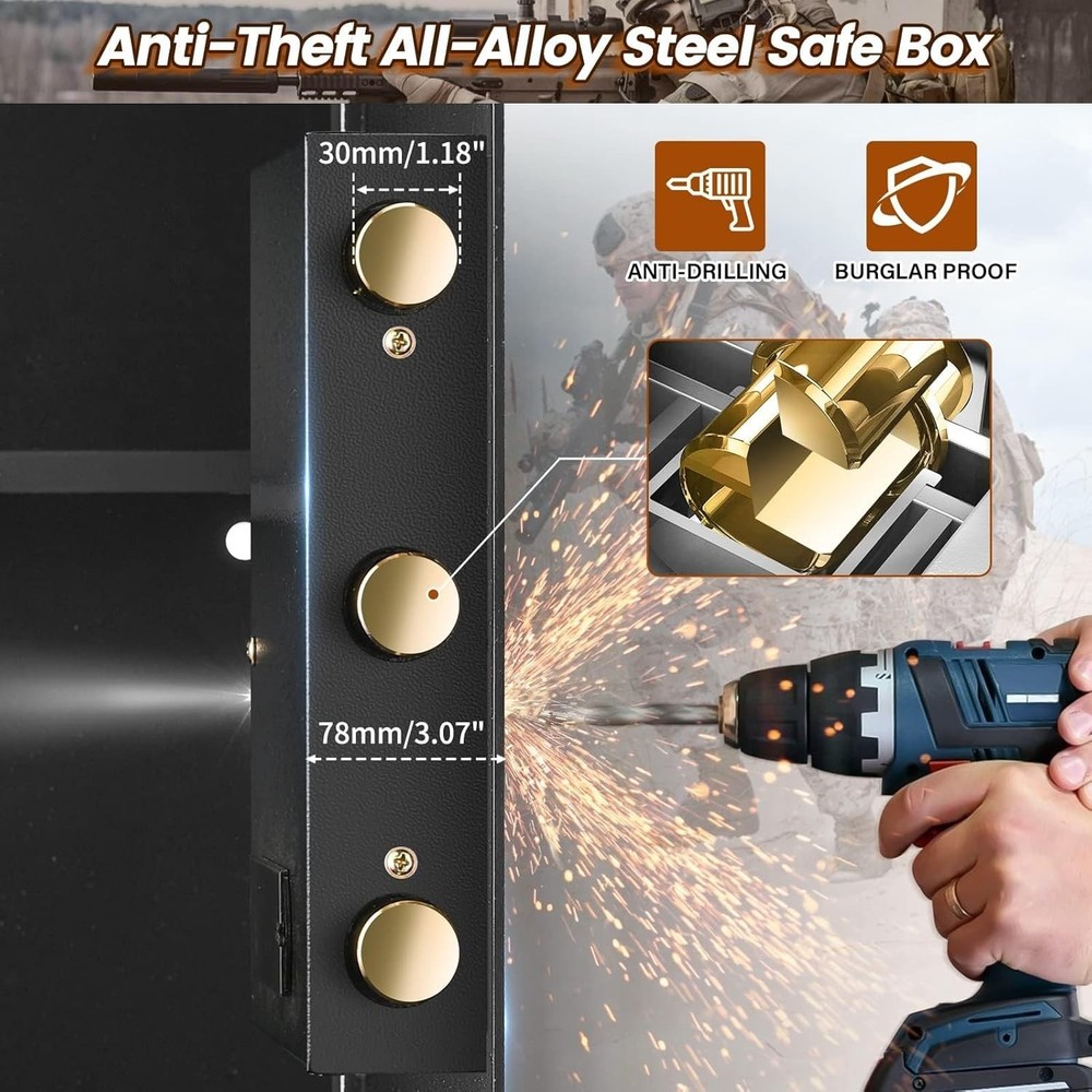 Fireproof Digital Safe with Removable Shelf - For Documents, Money, Valuables