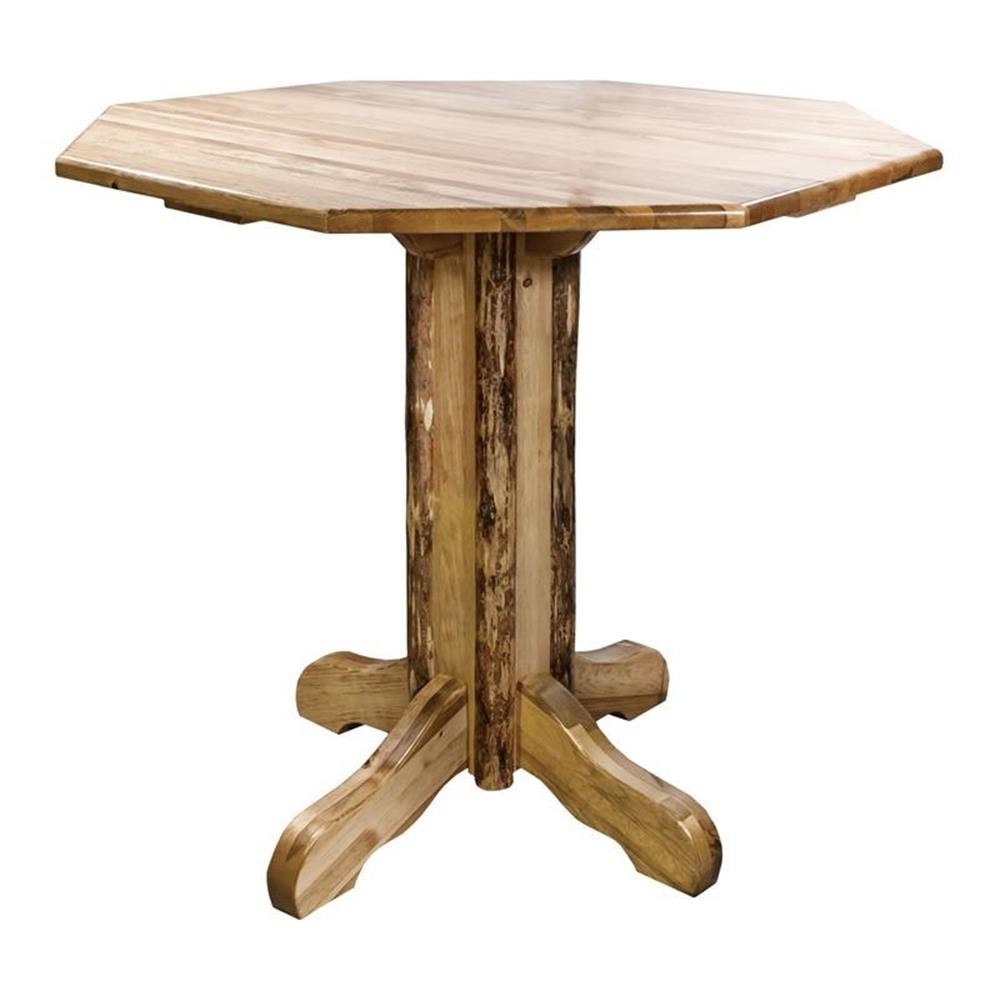 Pemberly Row Contemporary Transitional Wood Pub Table in Brown