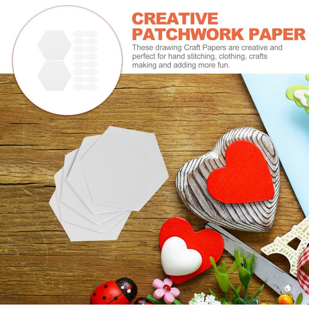 300 Pcs Hexagon Papers Decorative Patchwork Tool Hexagonal for Reusable