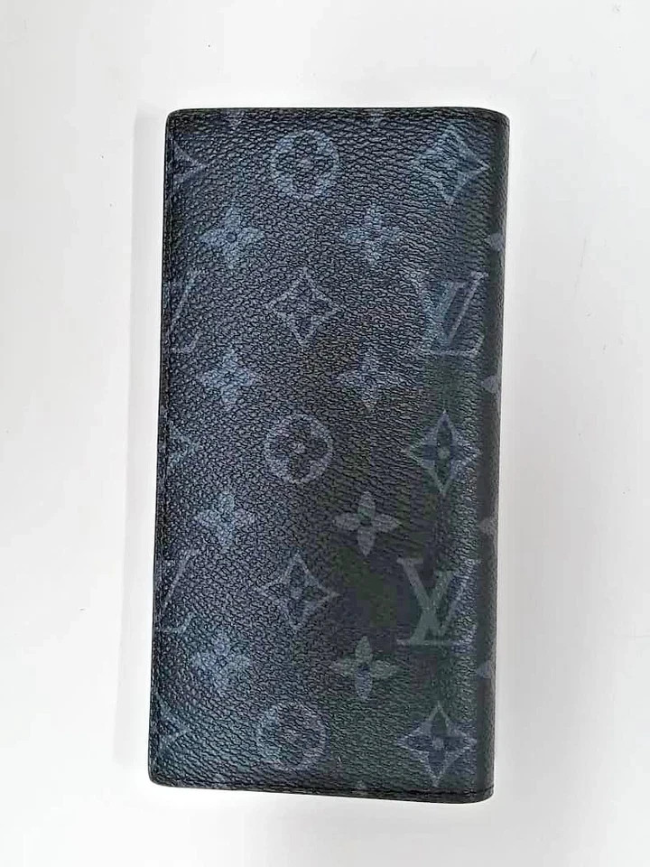 Louis Vuitton Monogram Eclipse Brazza Canvas Long Black Compact Wallet