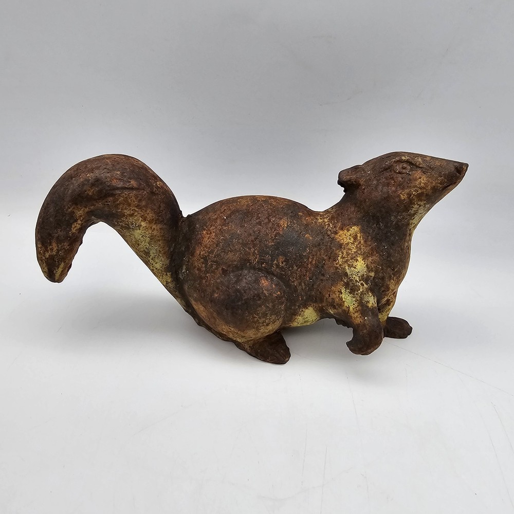 Vintage Cast Iron Squirrel Door Stop Pair