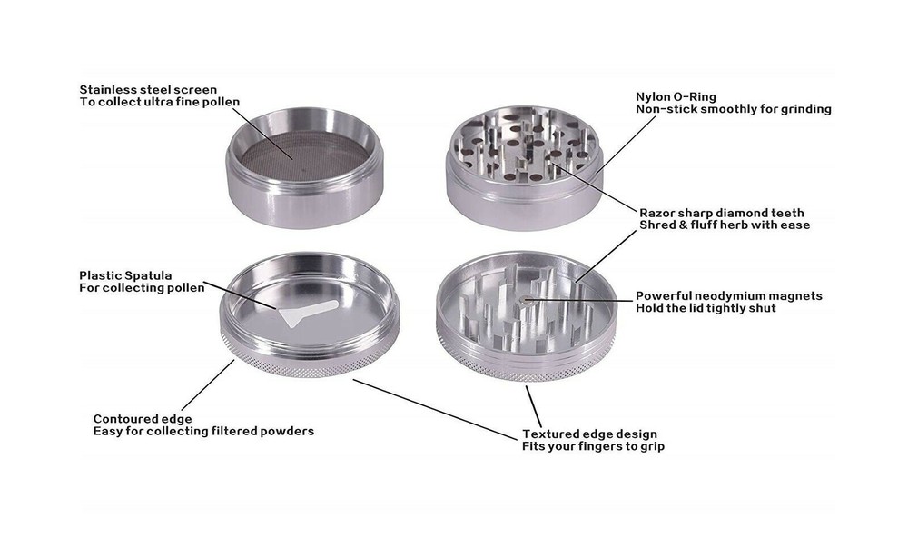 Kitchen Spice Herb Grinder Crusher Black Chrome