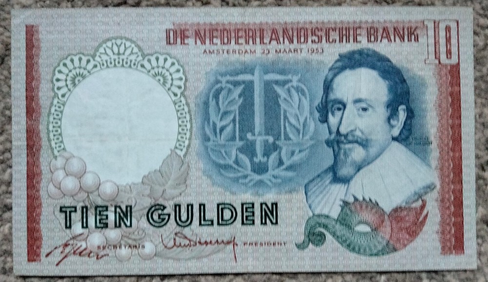 Netherlands 10 Gulden 1953 P85a  EF+