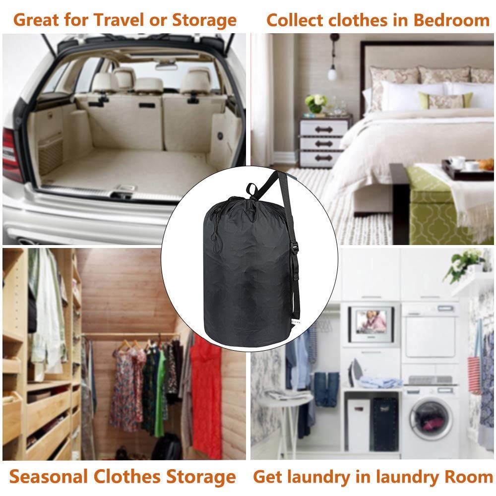 2 Pack Washable Laundry Bag with Strap, Laundry Backpack with Drawstring, Com...