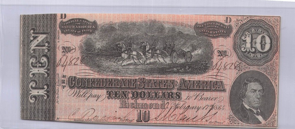 1864  $10 Ten Note Confederate Note