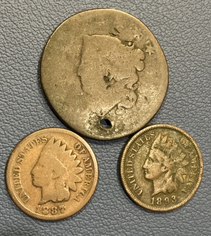 U.S. Cent Group – Large Cent + 1887 & 1893 Indian Head Cent