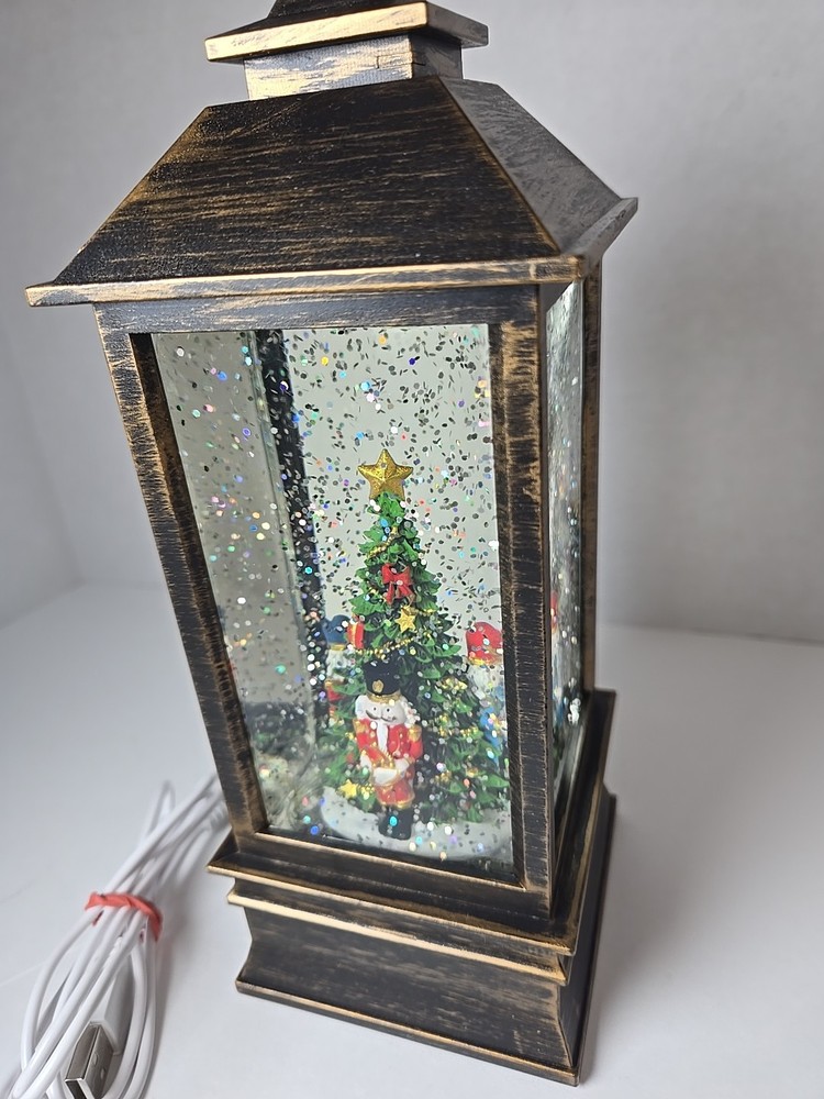 Christmas snow globe lantern With Tree & Nutcrackers - Battery Or DC.
