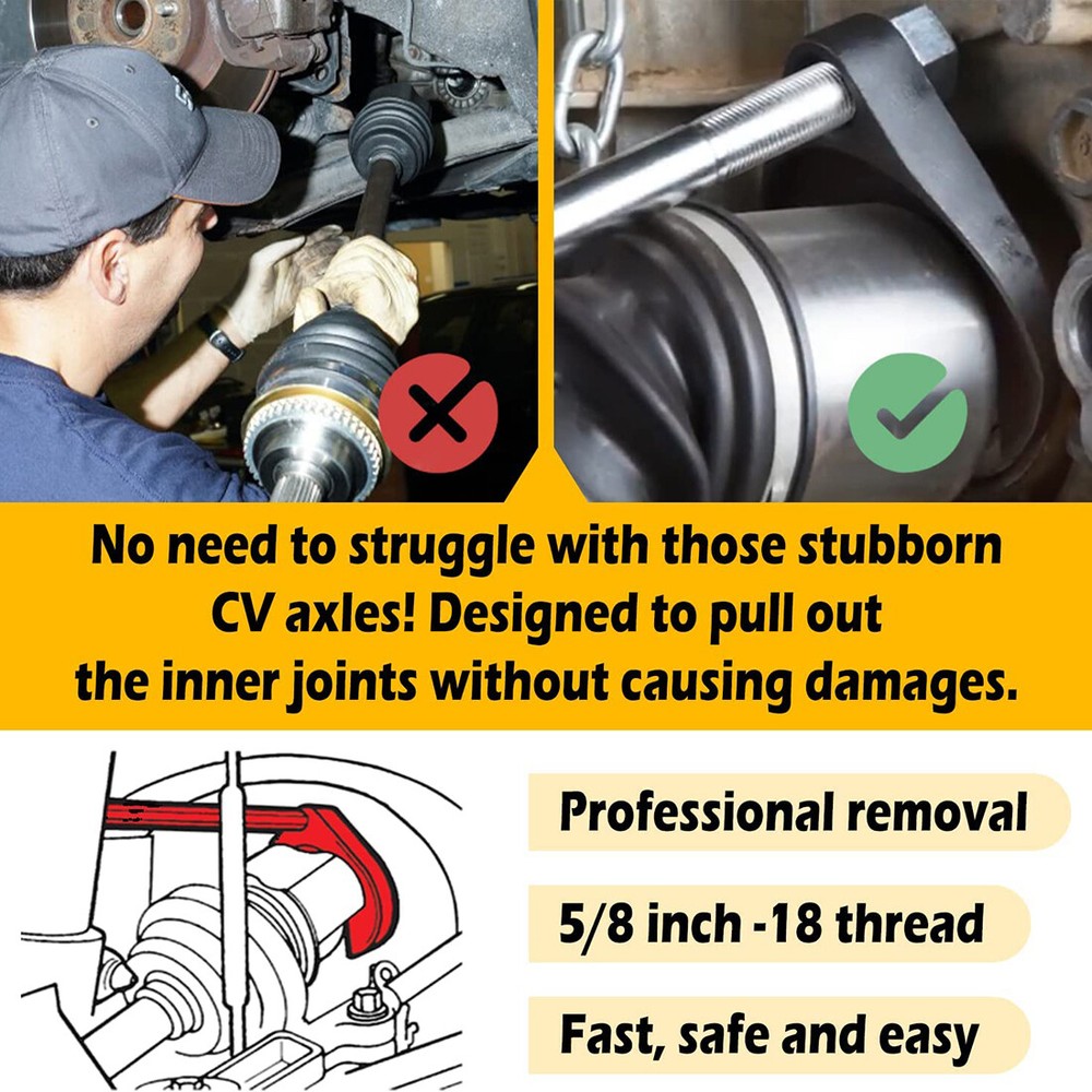 48mm Axle Removal Tool CV Joint Puller Slide Hammer Adapter Front Wheel Drive