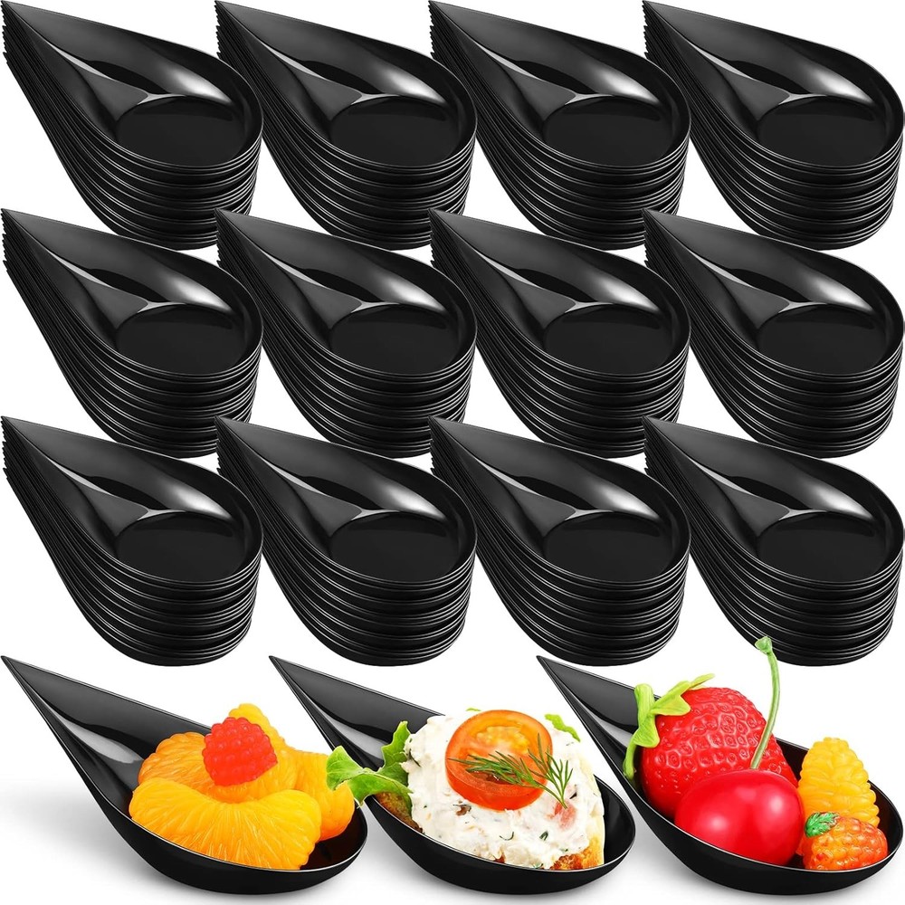 4inch Tear Drop Mini Appetizer Plates Spoons Plastic Tasting Spoons,