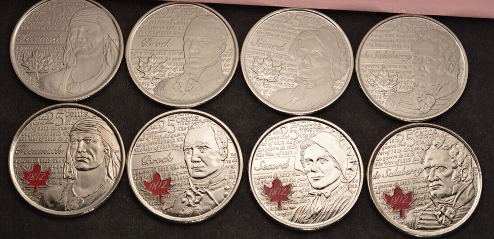 2012 / 2013 - War or 1812  25¢  COMPLETE SET - UNCIRCULATED  🇨🇦