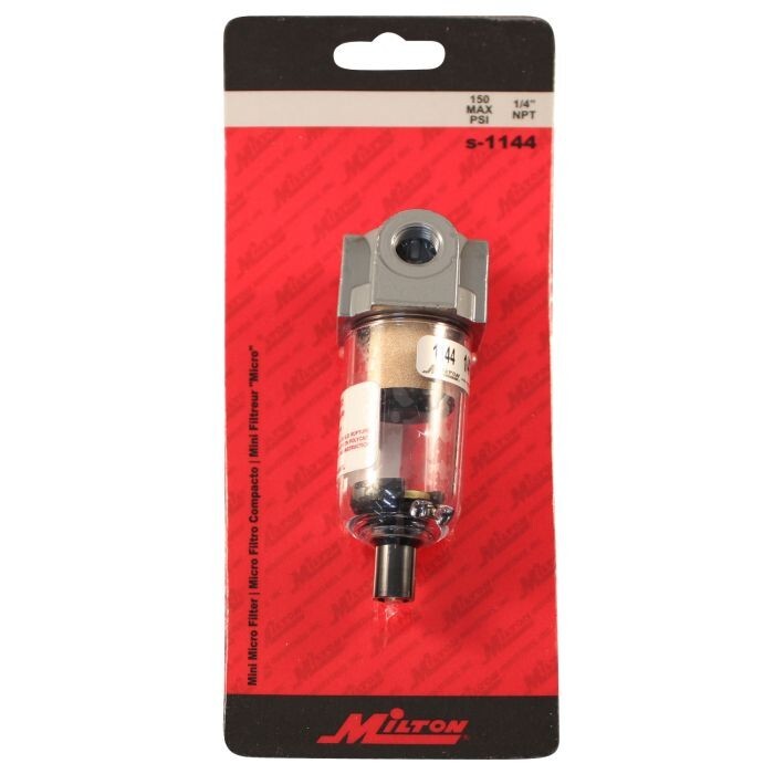 Milton® 1/4" NPT Polycarbonate Mini Filter, Includes a 20 Micron Filter, 150 PSI