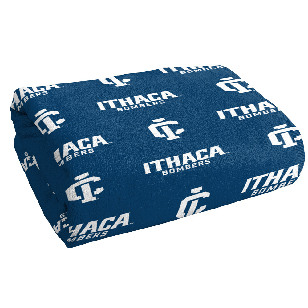 Ithaca College Beach Towel/Bath Towel, 30"x60" Logo Pattern