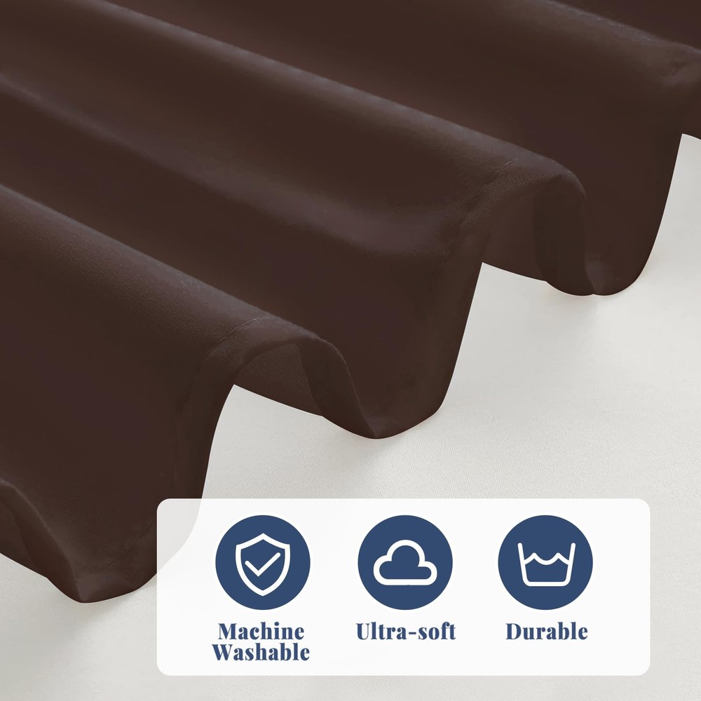 ANARACHON King Bed Skirt, Elastic Wrap Around 14" Drop, Solid Brown