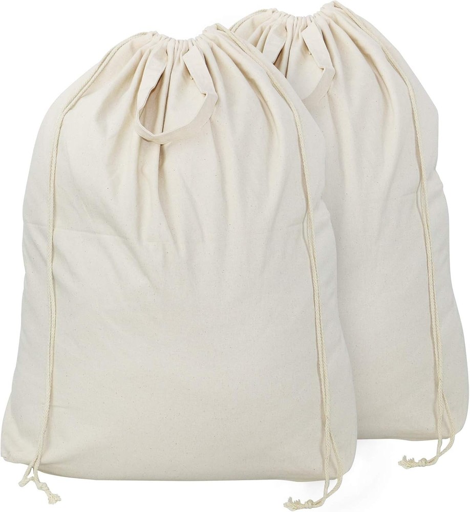 Canvas Laundry Bags with Carrying Handles & Dstring Closure,