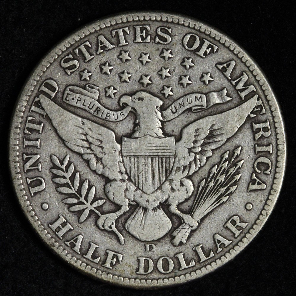 1912-D Barber Silver Half Dollar VF E386 OWHO