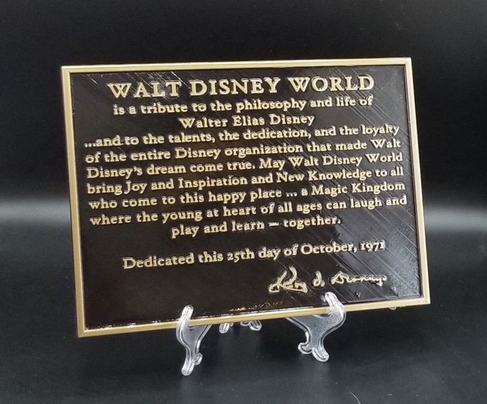 13" Disney World Dedication Plaque Replica Inspired Sign