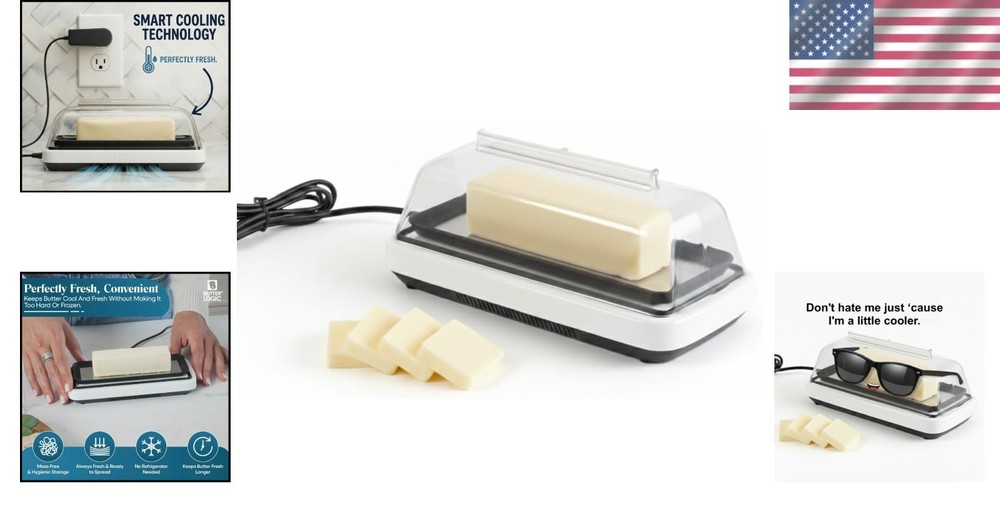 Elegant Smart Butter Dish with Cooling System - Keeps Spreadable Freshness