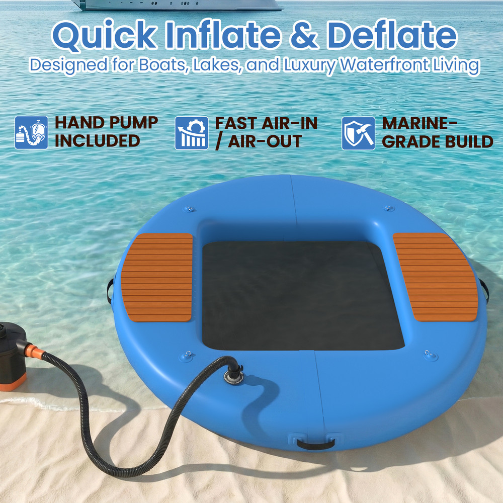 8ft Inflatable Floating Platform, Mesh Swim Net, EVA Deck, 6in Thick