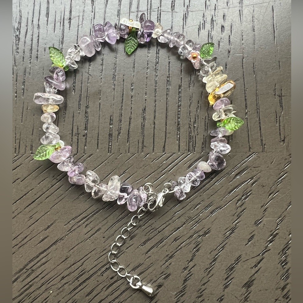 Amethyst memory wire adjustable bracelet