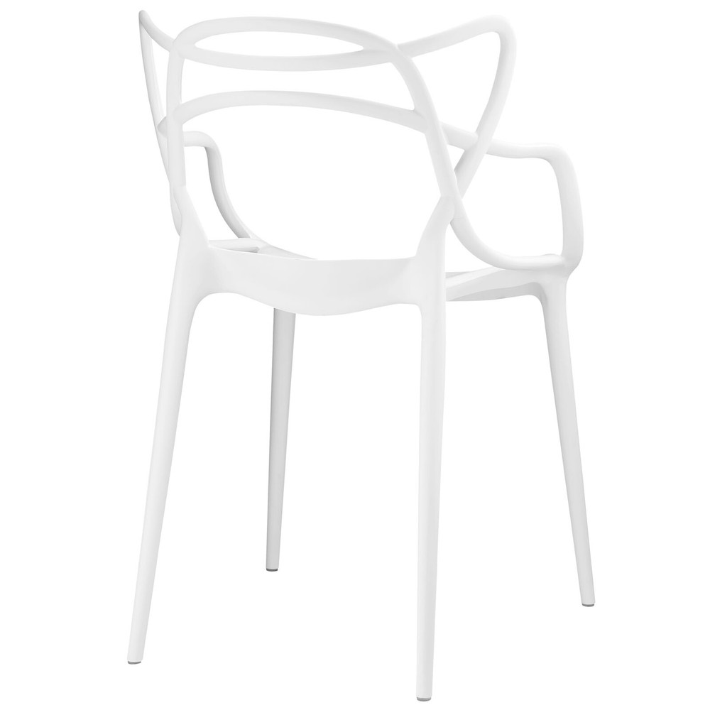 Modway Entangled Modern Molded Plastic Two Dining Armchairs in White