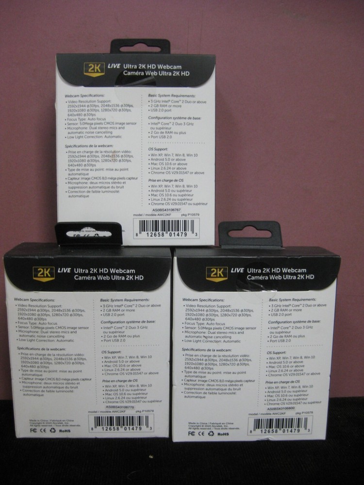 THREE ALURATEK LIVE ULTRA 2K HD WEBCAM -NEW IN BOXES