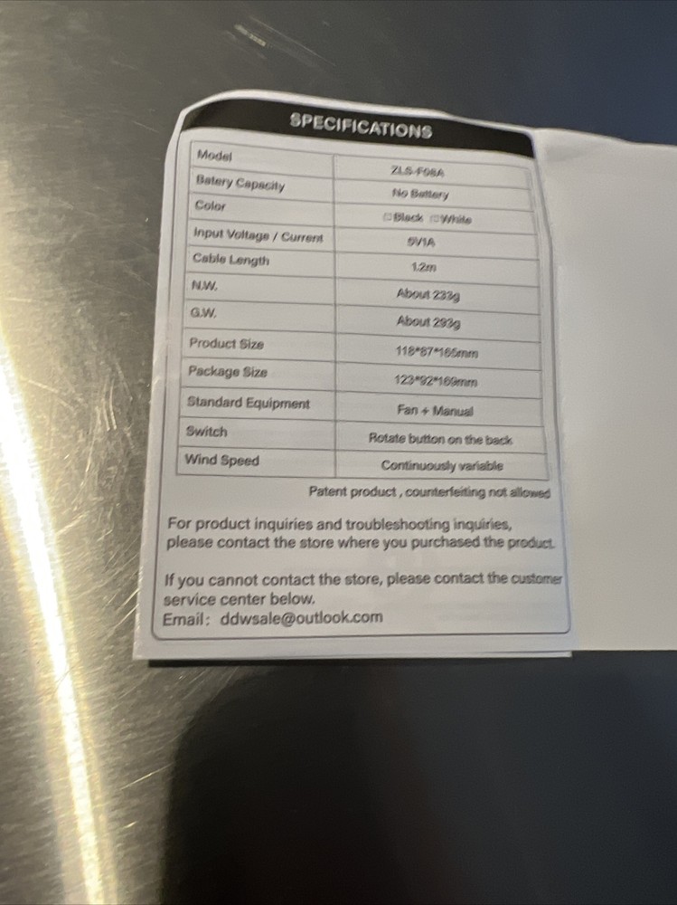 Small black portable USB Fan Office Desktop Adjustable