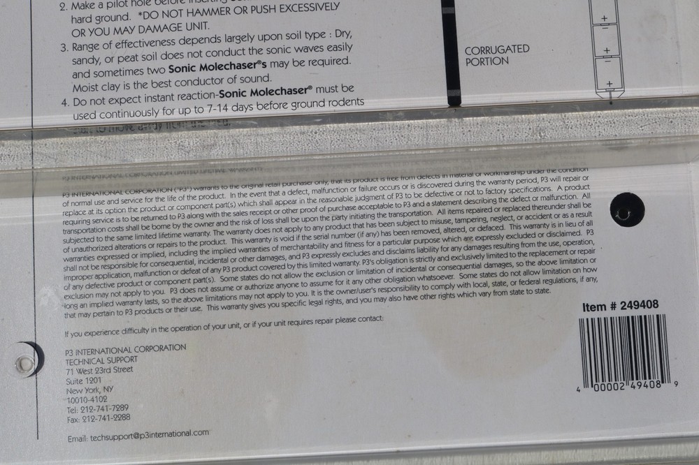 P3 Sonic Mole & Gopher Chaser 2-Pack - Humane Repellent - Safe Non-Toxic No-Kill