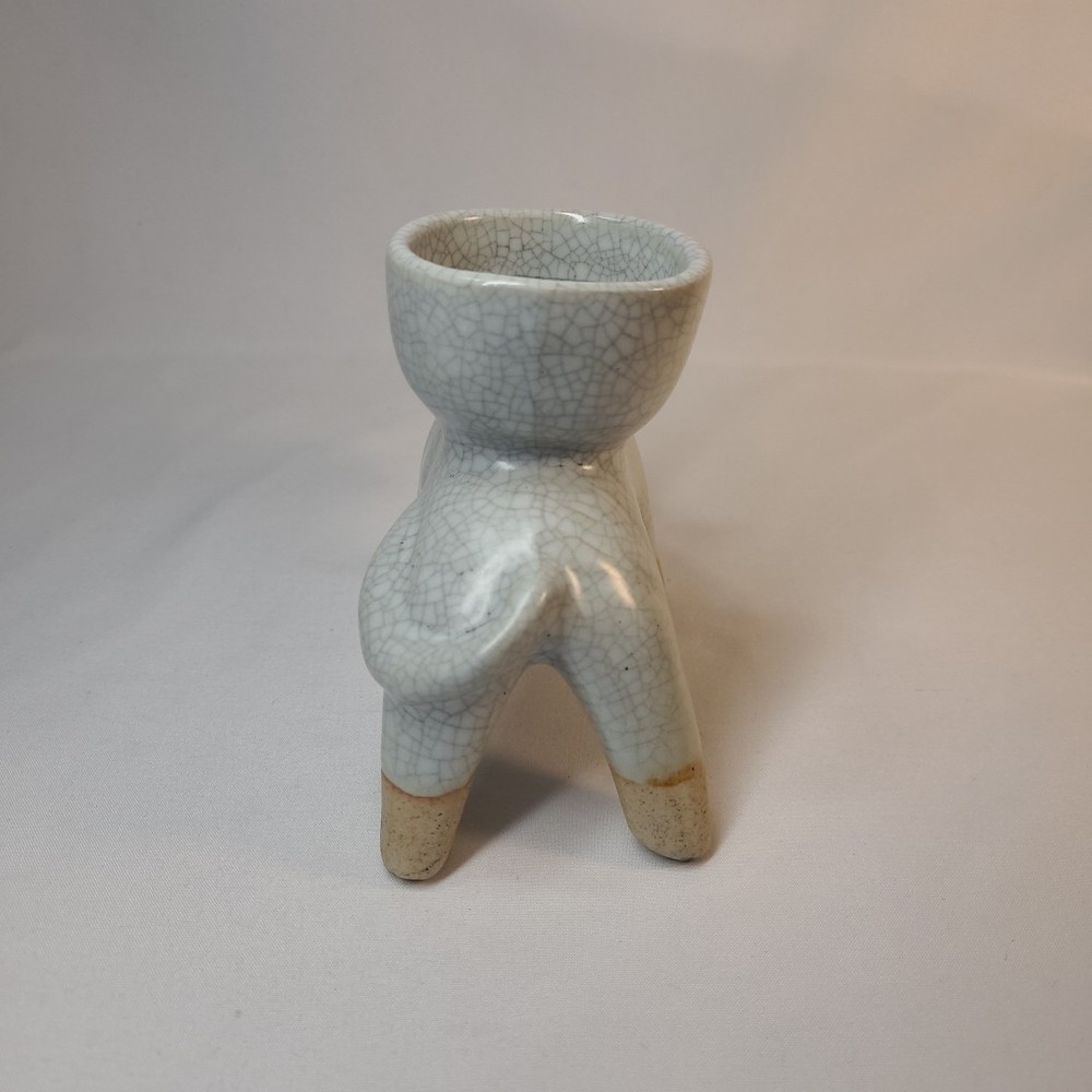 Gray Crackle Glaze Ceramic Lion Incense Burner
