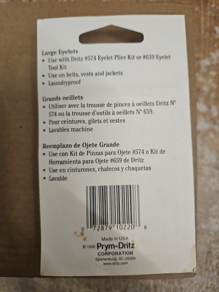 Dritz Large Eyelet Refill 15 Eyelets 6mm New In Package