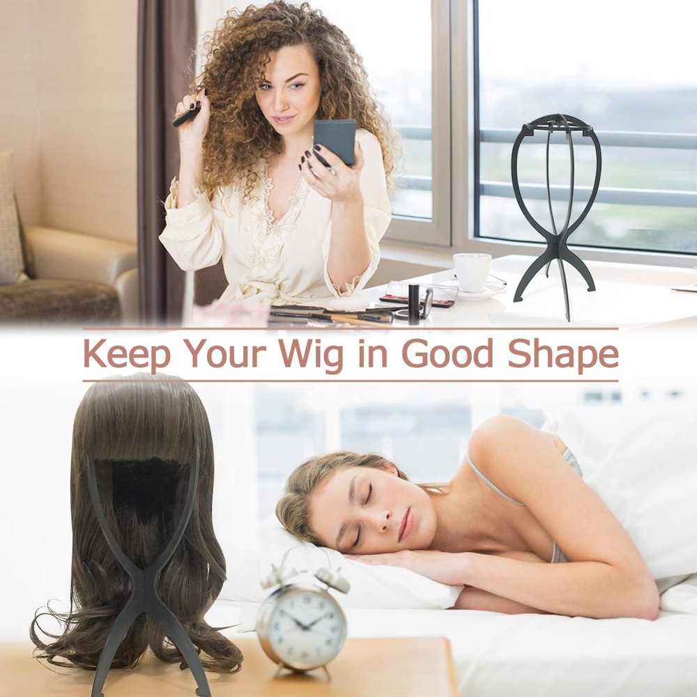 Wig Stand Holder for Multiple Wigs - 3 Pack, Black Wig Head Support