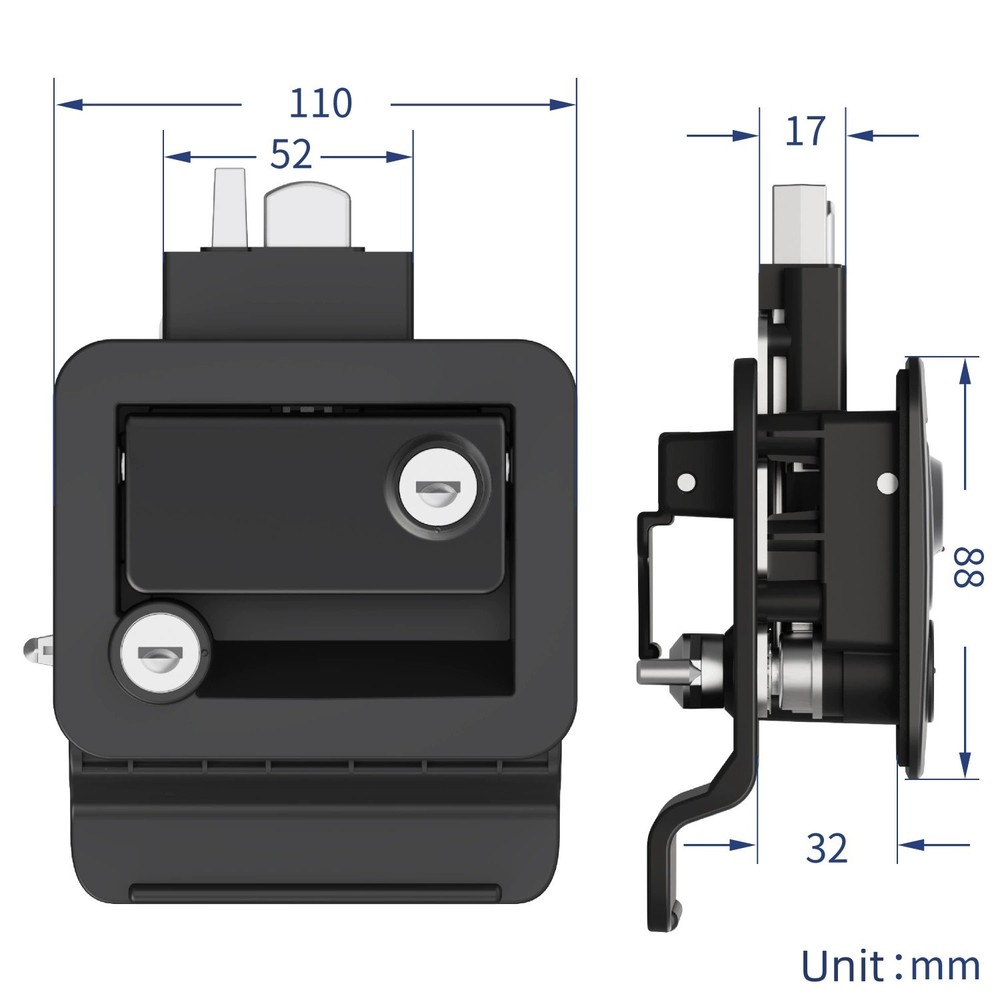 NEW Black RV Paddle Entry Door Lock Latch Handle Deadbolt Camper Cargo Trailer
