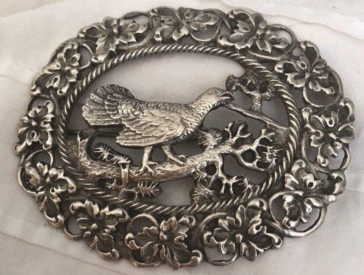 ANTIQUE NORWAY 830S SILVER LARGE RARE BROOCH
