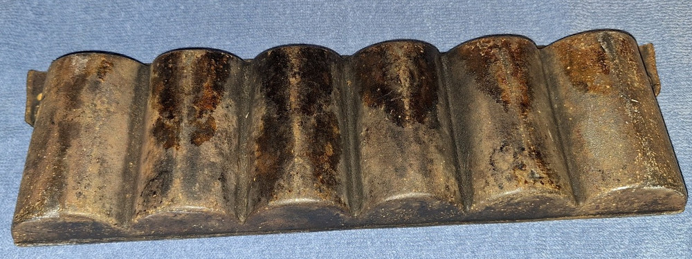 Antique Cast Iron Half Round Muffin Cornbread Pan - Half Size