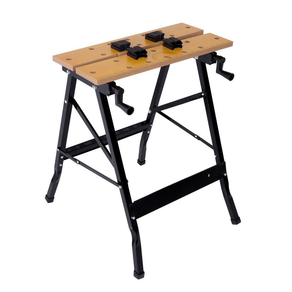 220Lbs Adjustable Foldable Workbench Work Table W/ Measuring Ruler & Protractor