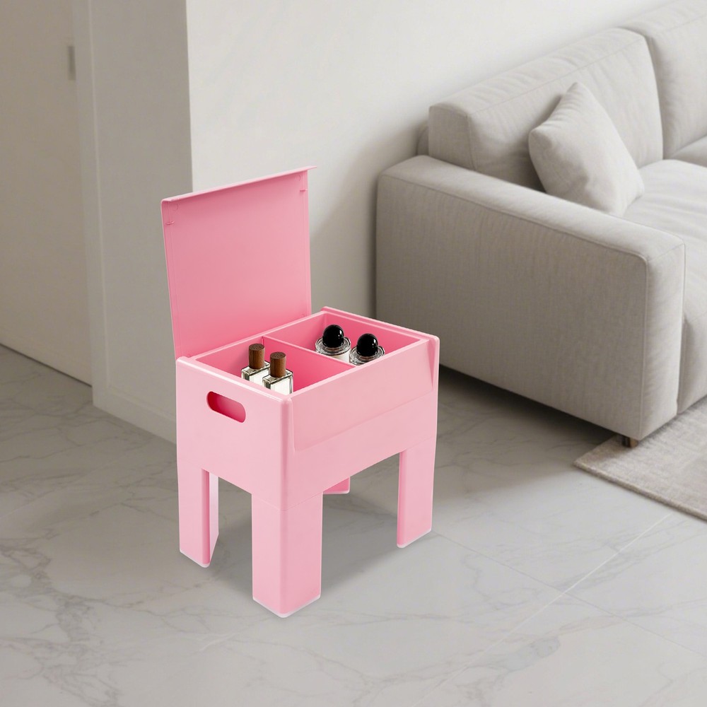 38*32*40cm ABS Side Table，Storage Stool，Multifunctional End Table，Pink Low Stool