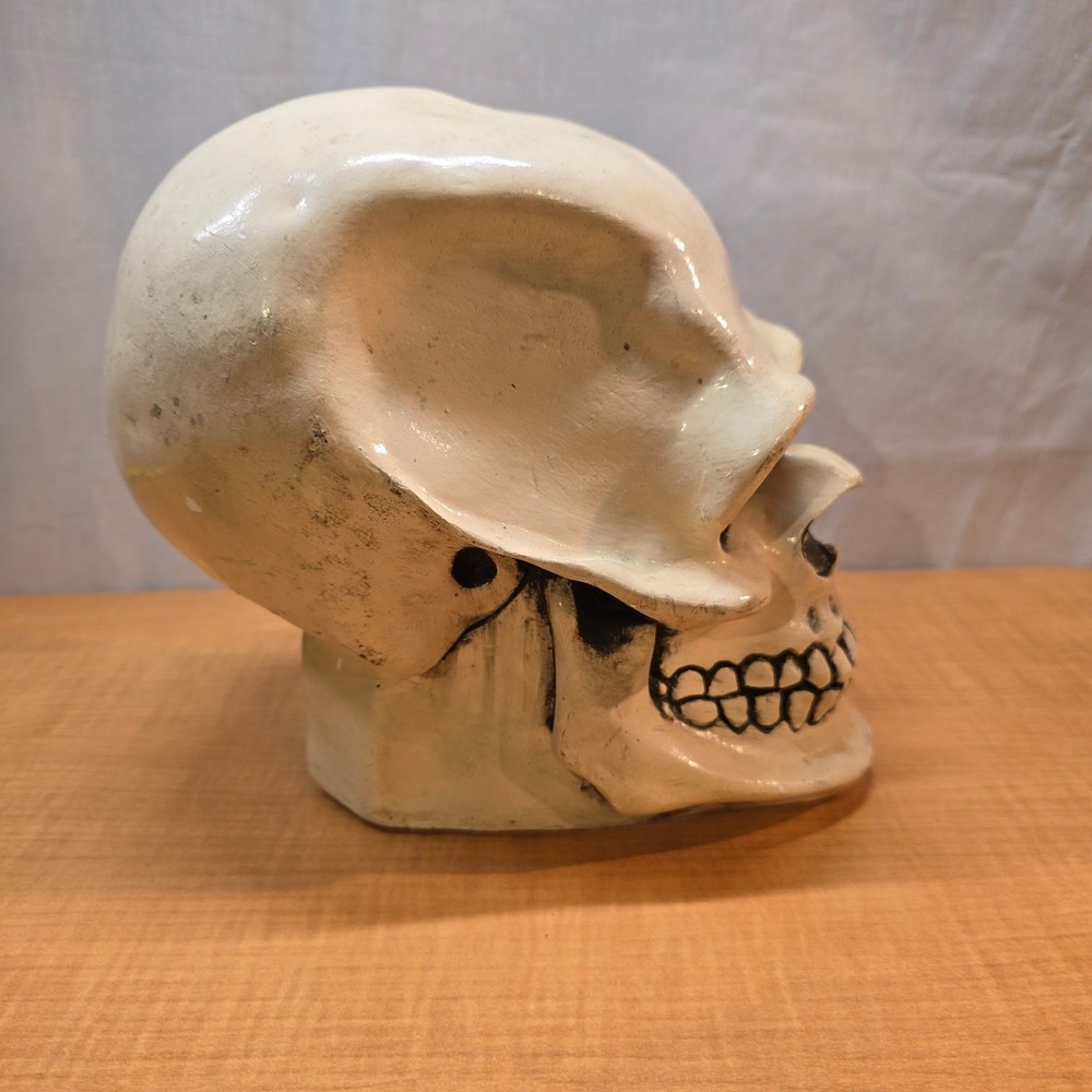 Large 9" Ceramic Human Skull from Mexico Decorative Heavy