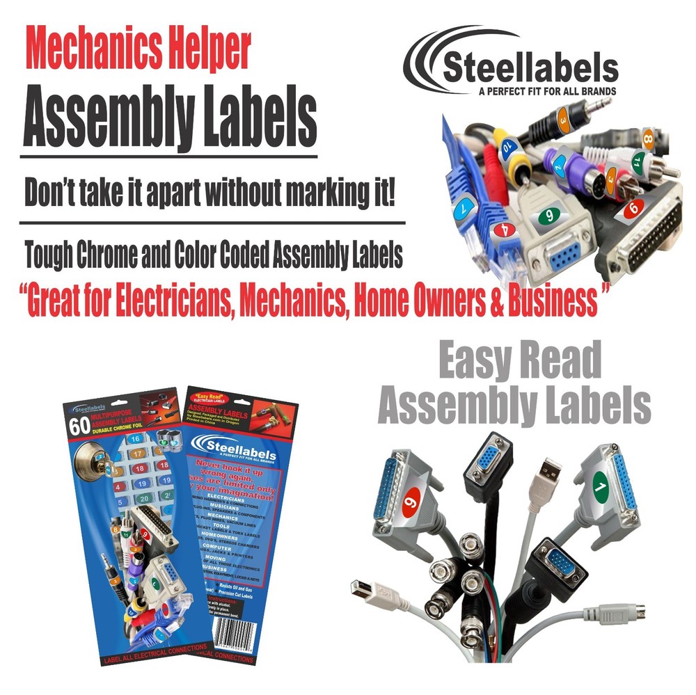 2 PACK DJ Mixer Cable Id Connection Decals - Musical Equipment Assembly ID