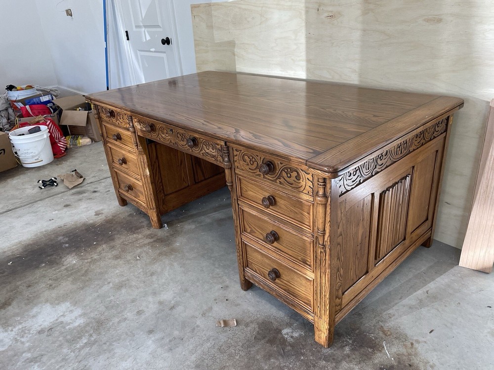 Antique Chestnut with Ebony Inlay Executive Desk